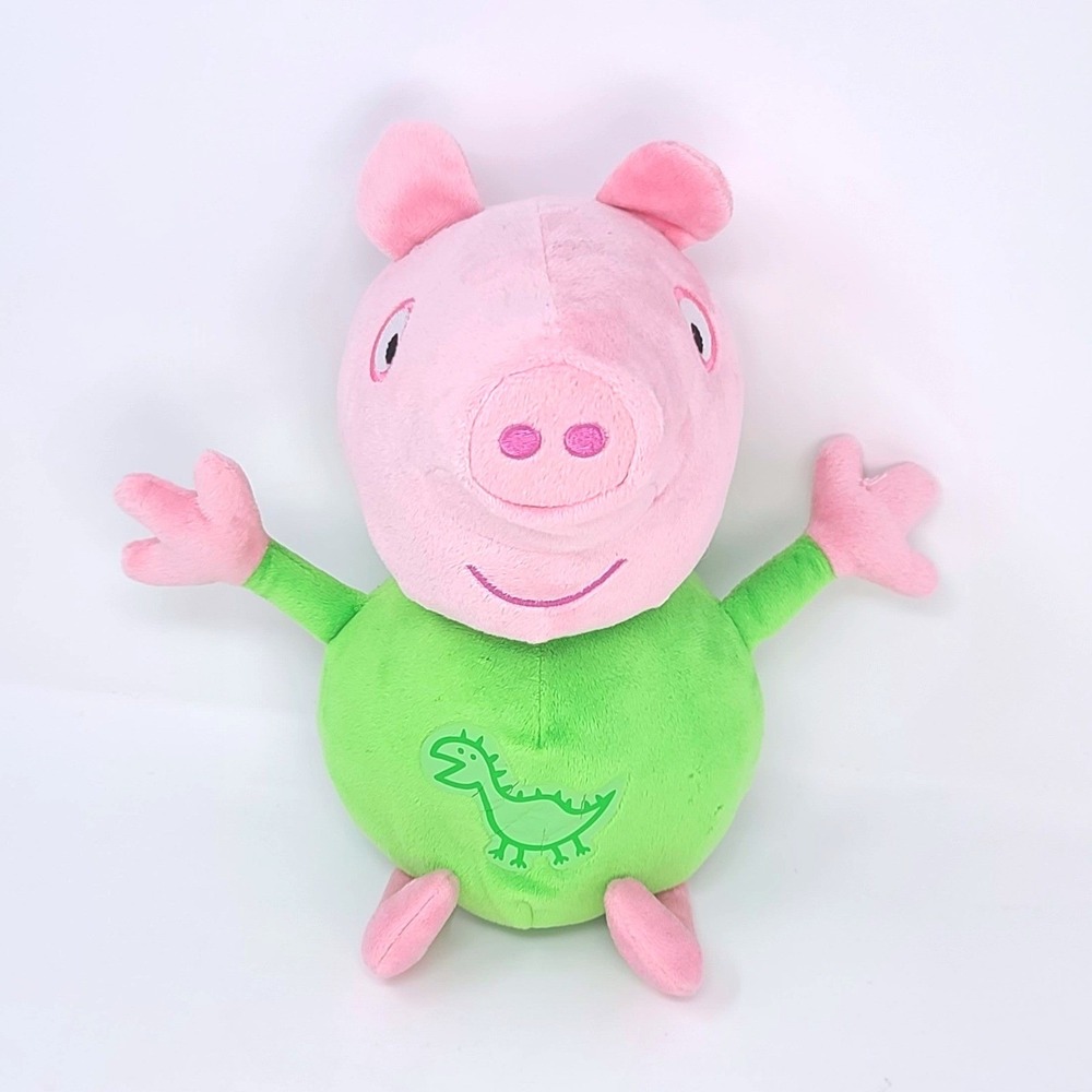 Peppa‎ Pig George Pig Plush Dinosaur Shirt Pink Green 13in Sounds Oinks TESTED